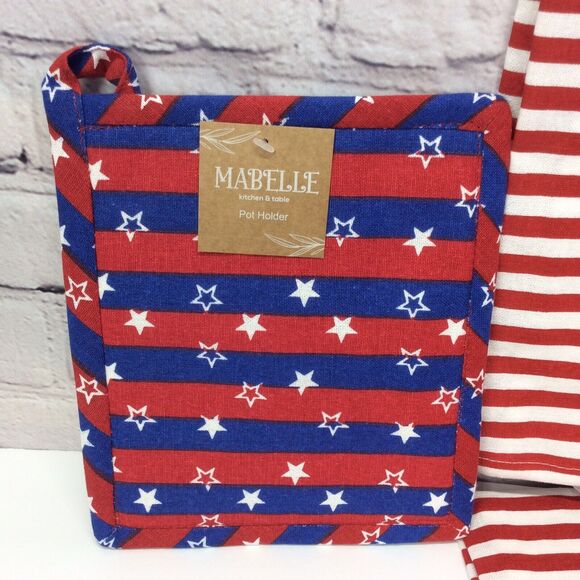 "God Bless The USA" 4 Pc Kitchen Set Patriotic 2 Towels/1 Oven Mitt/1 Pot Holder - Picture 5 of 6